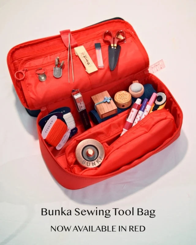 The Bunka sewing bag open, with its compartments visible. Photograph: Eight Needles Instagram.